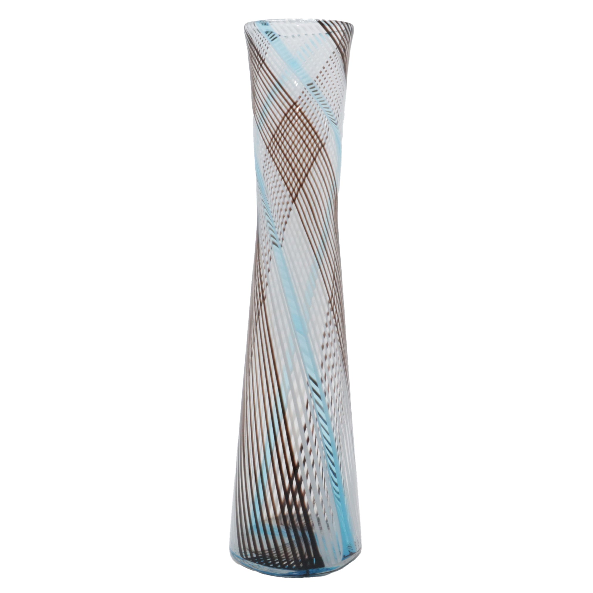 Blue and clear Murano Dino Marten swirl vase, c. 1960