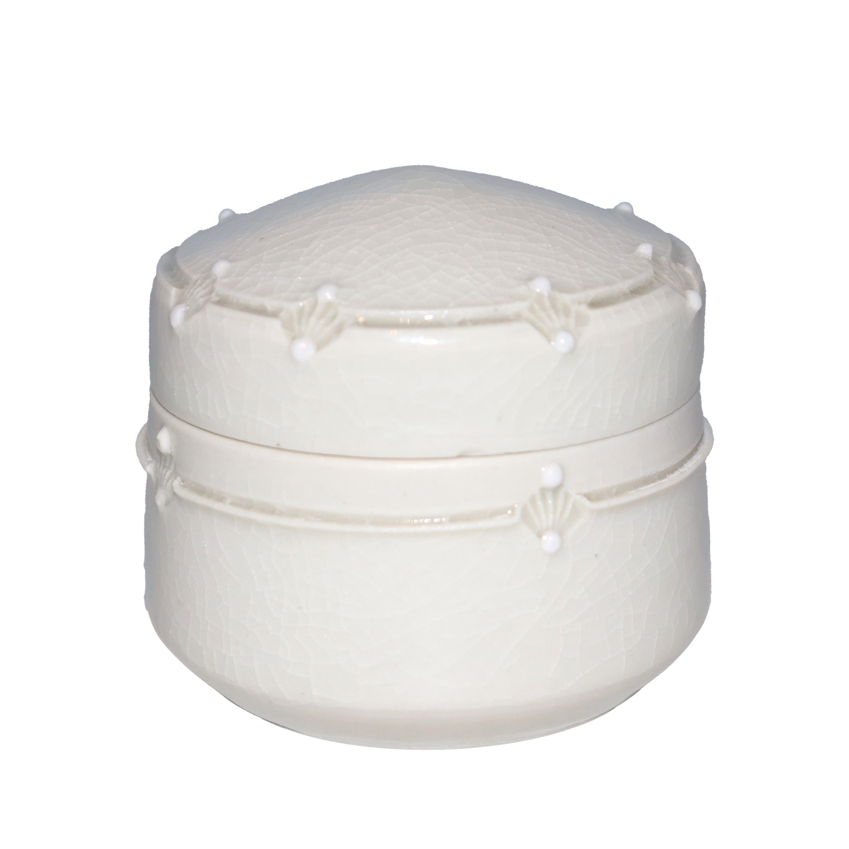 Ivory Ceramic lidded dish by Ann Alford