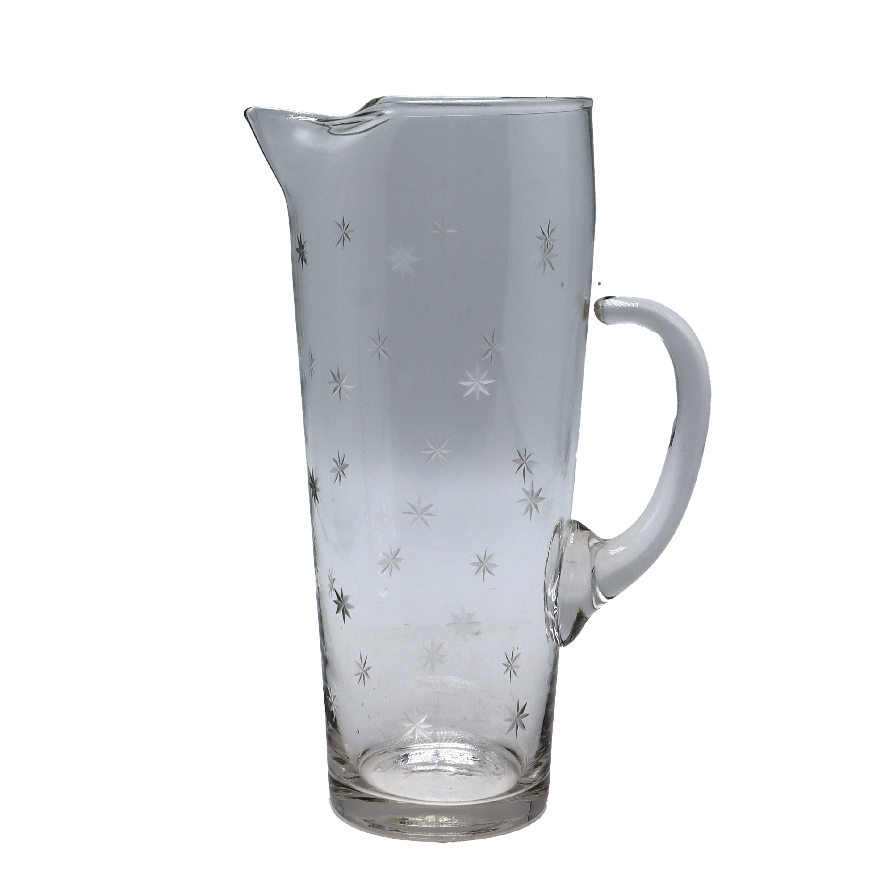 Glass pitcher with etoile etched design, c. 1950