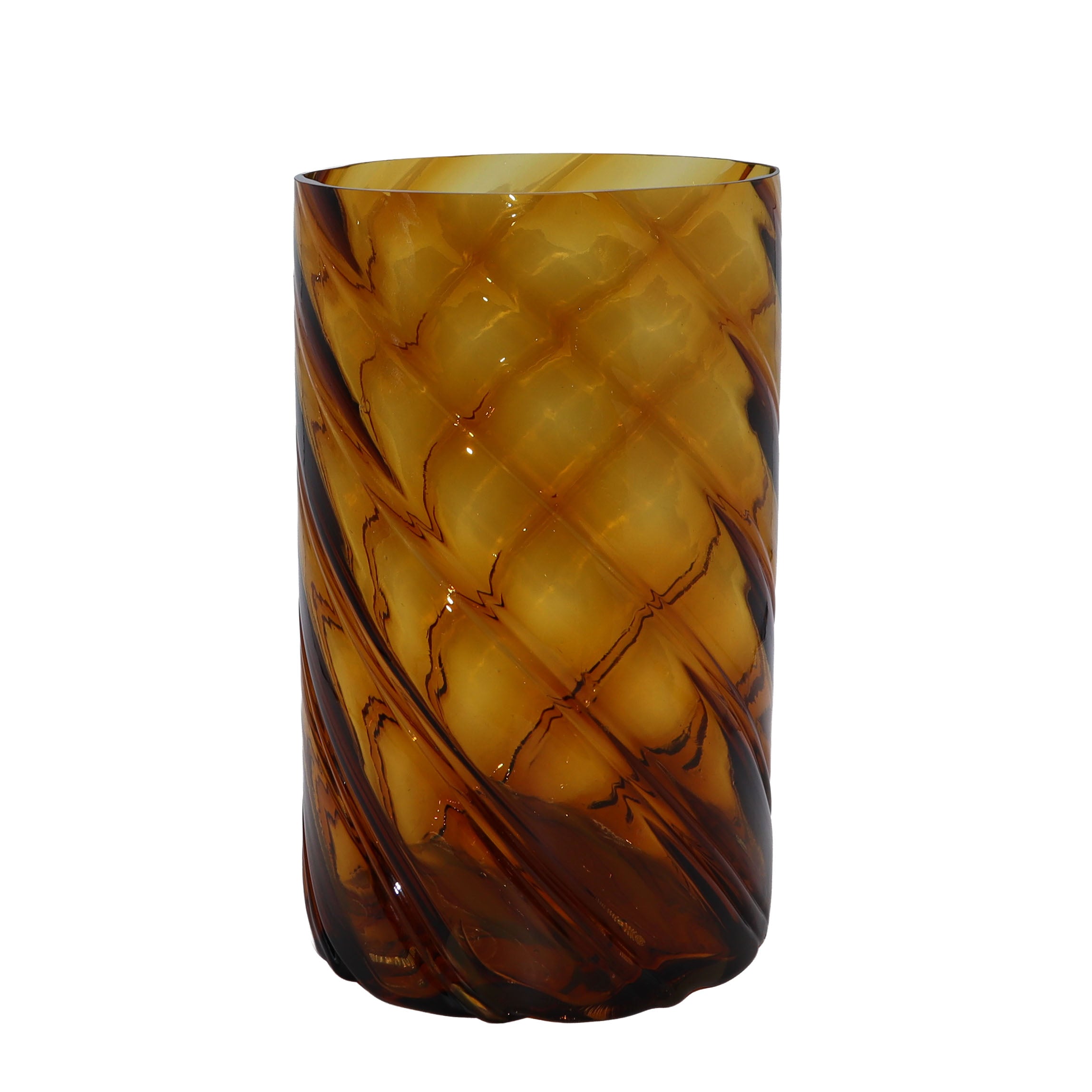 Amber Murano glass swirl vase, c. 1960