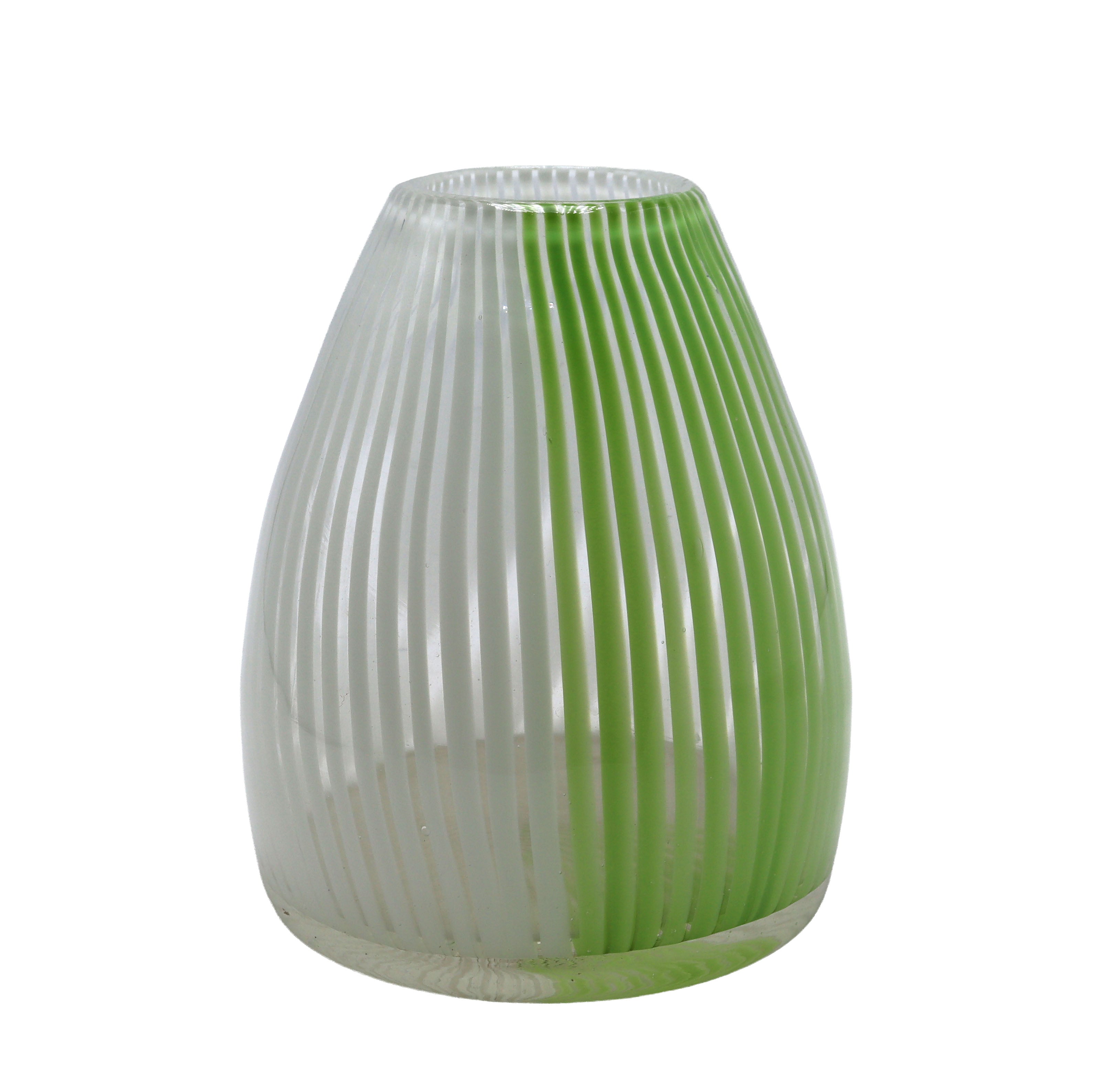Green and white striped Dino Martens glass vase, c. 1950