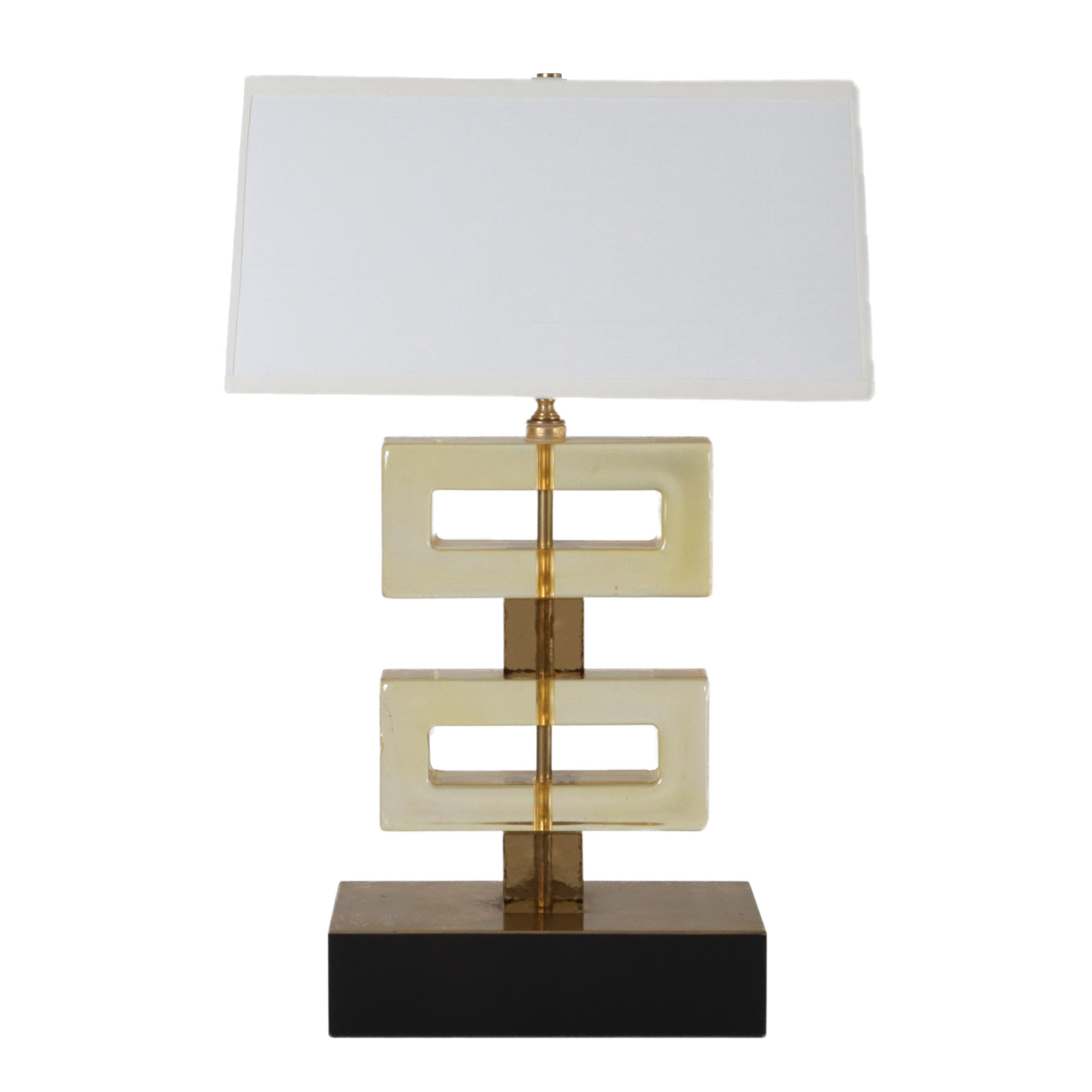 Pair of Italian clear and yellow Murano glass lamps, c. 1970