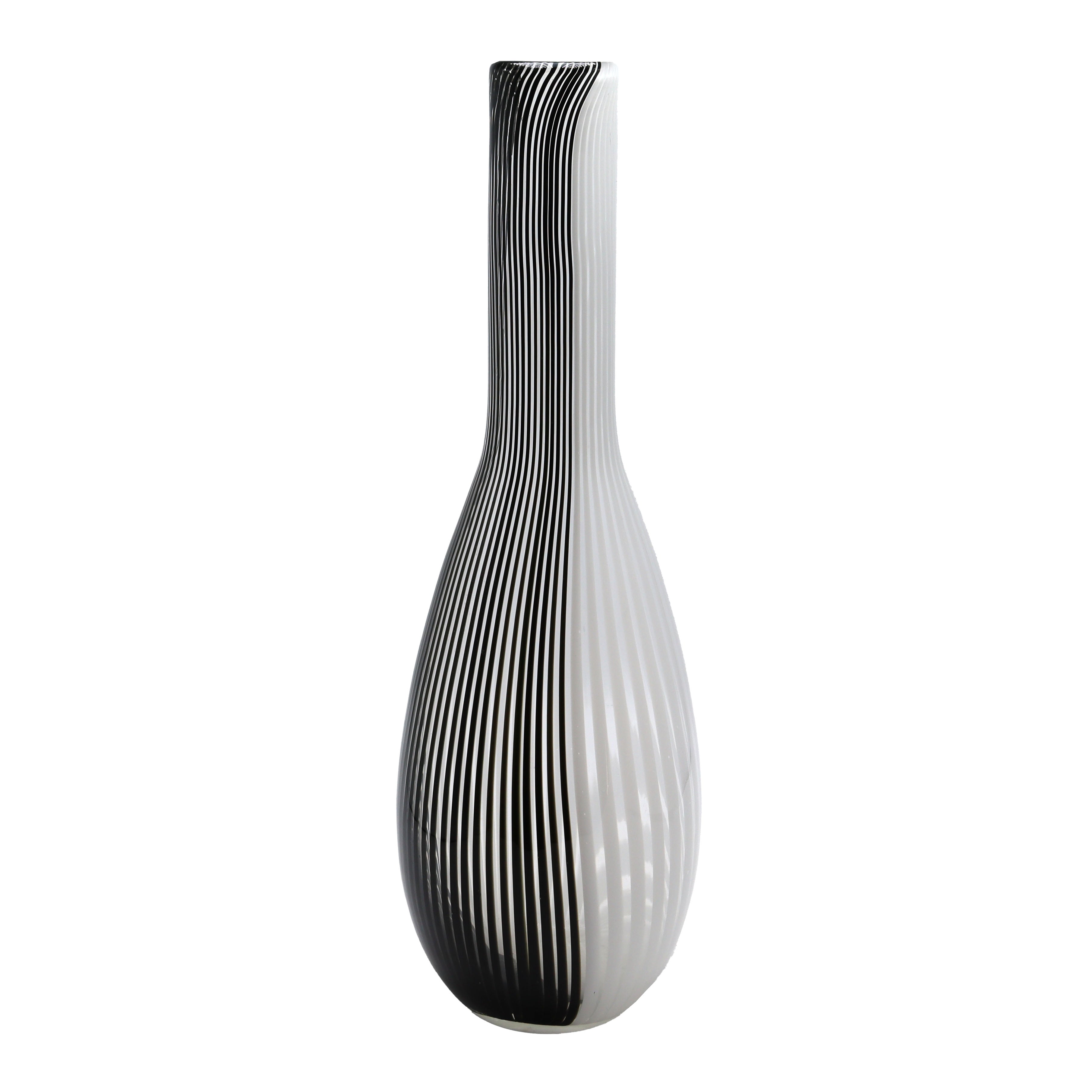 Black and white Dino Martens Mezza Filigrana for Aureliano Toso vase, c. 1950