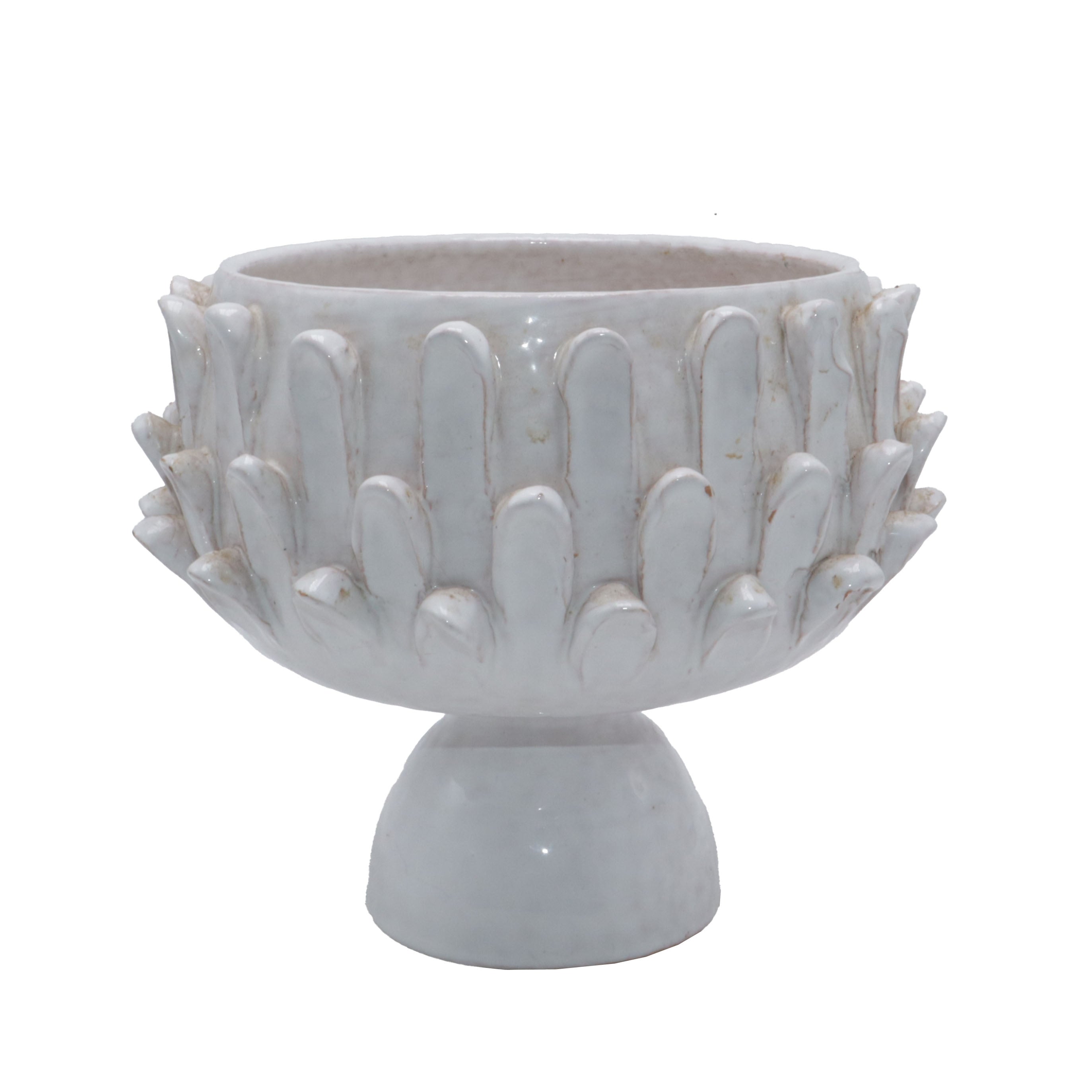 Ivory ceramic footed Bitossi signed vase, c. 1950