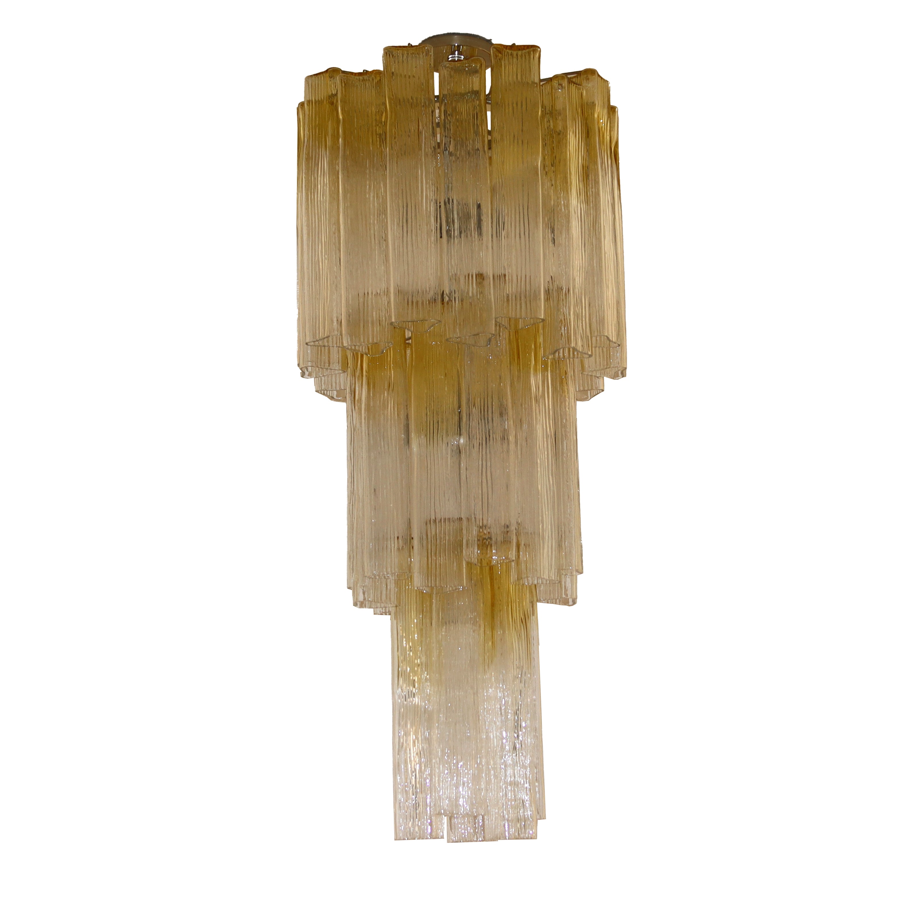 Tubular clear and gold Murano Chandelier, c. 1950