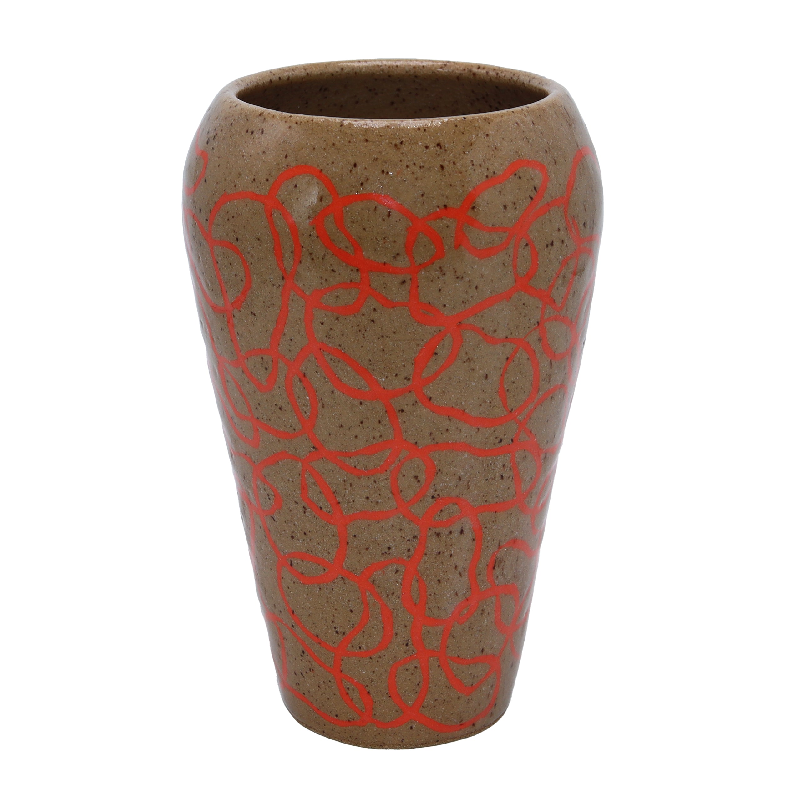 Tan and orange pottery piece by Pamela Reagan