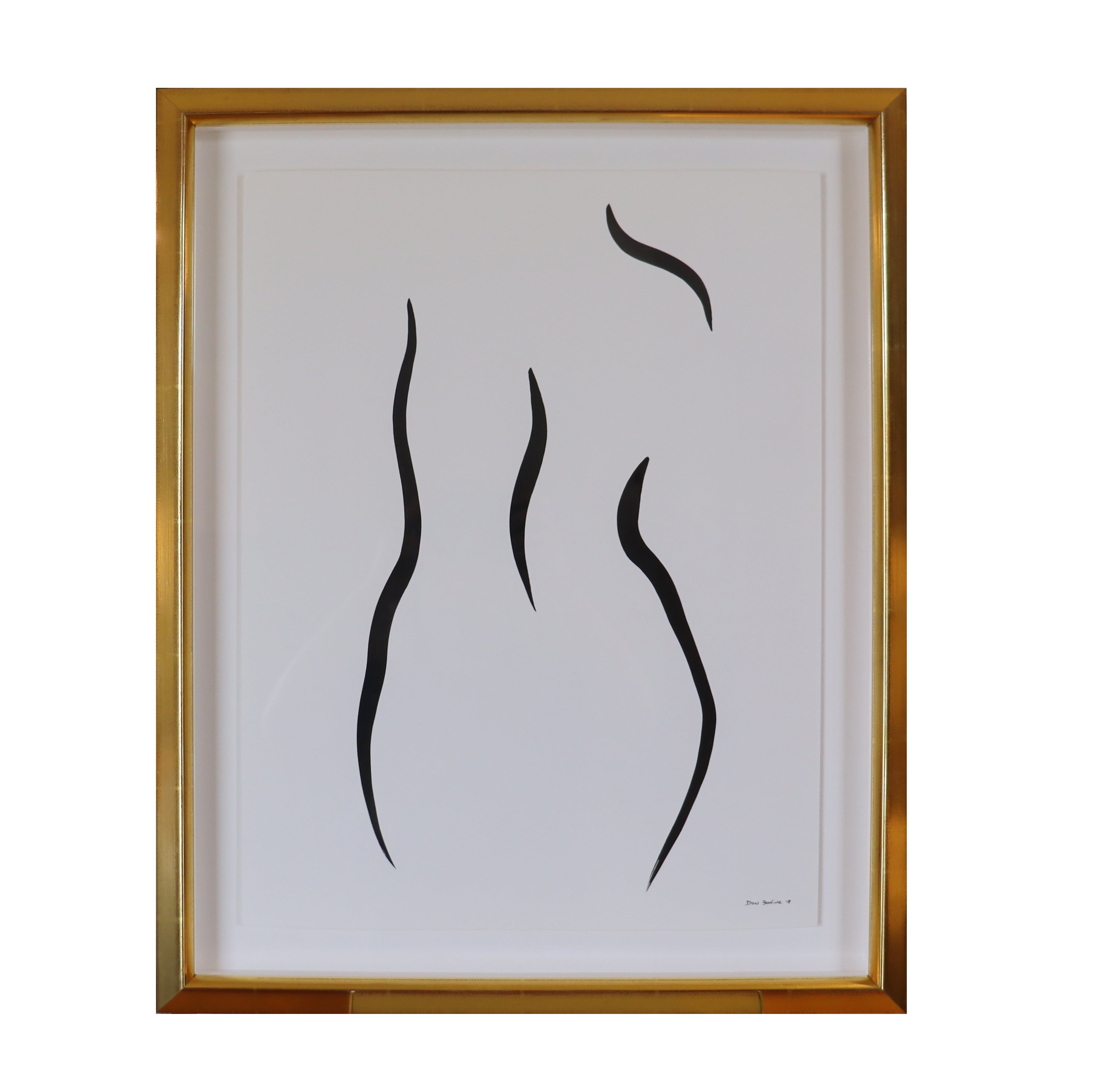 Vertical framed Black & white figurative line drawing by Don Bodine