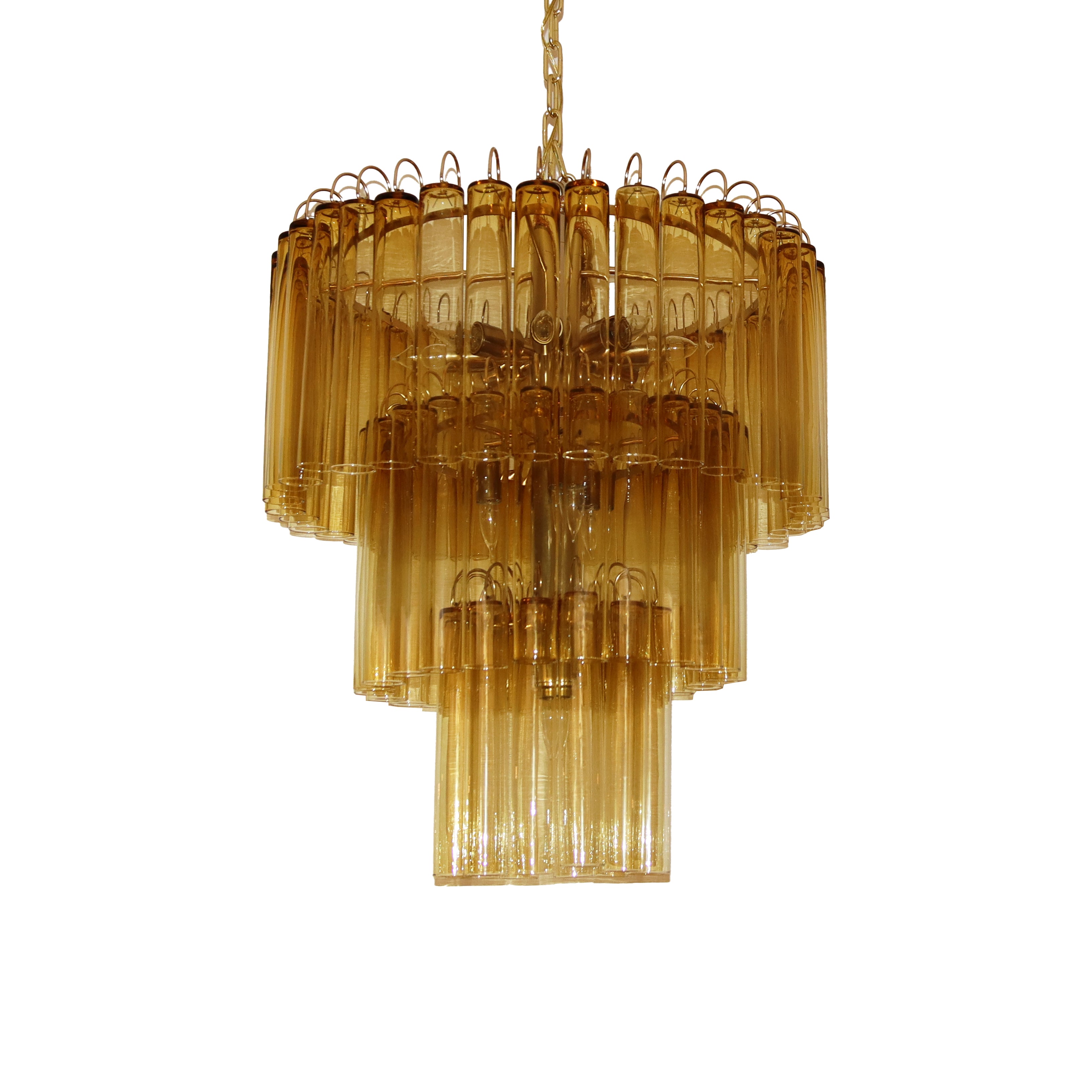Amber tubular Murano chandelier, c. 1950