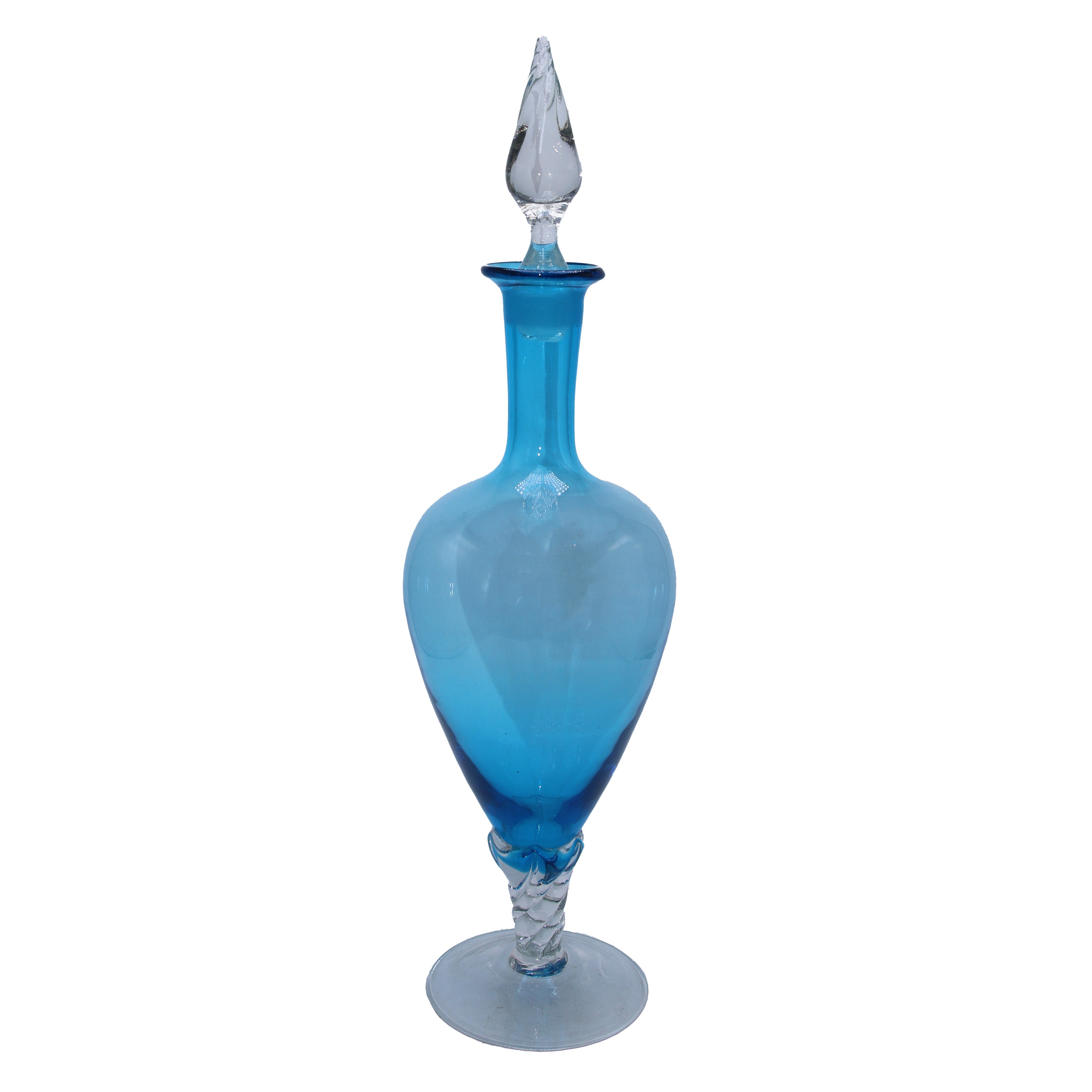 Italian blue and clear Empoli decanter, c. 1950