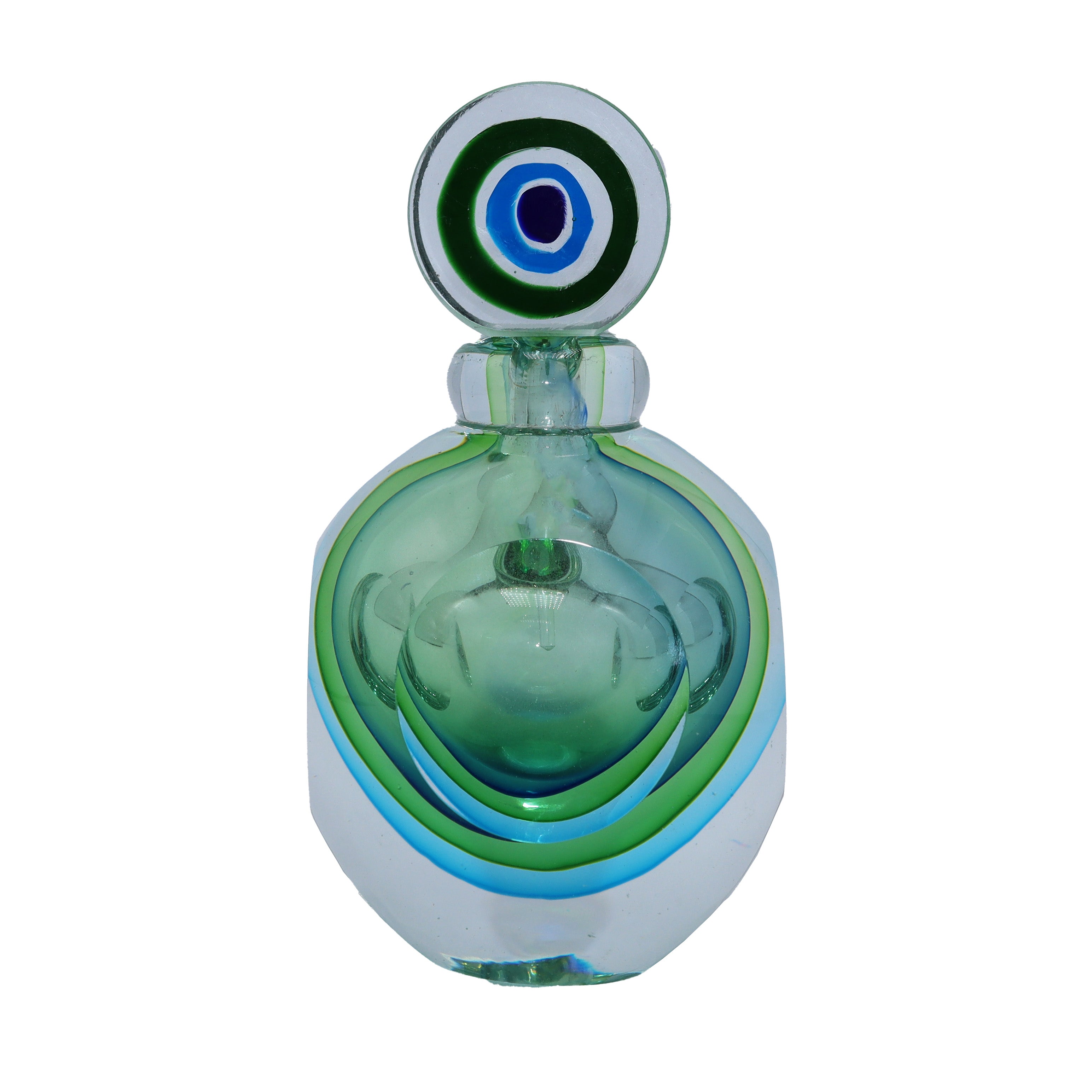 Green and blue Murano Sommerso perfume bottle, c. 1950