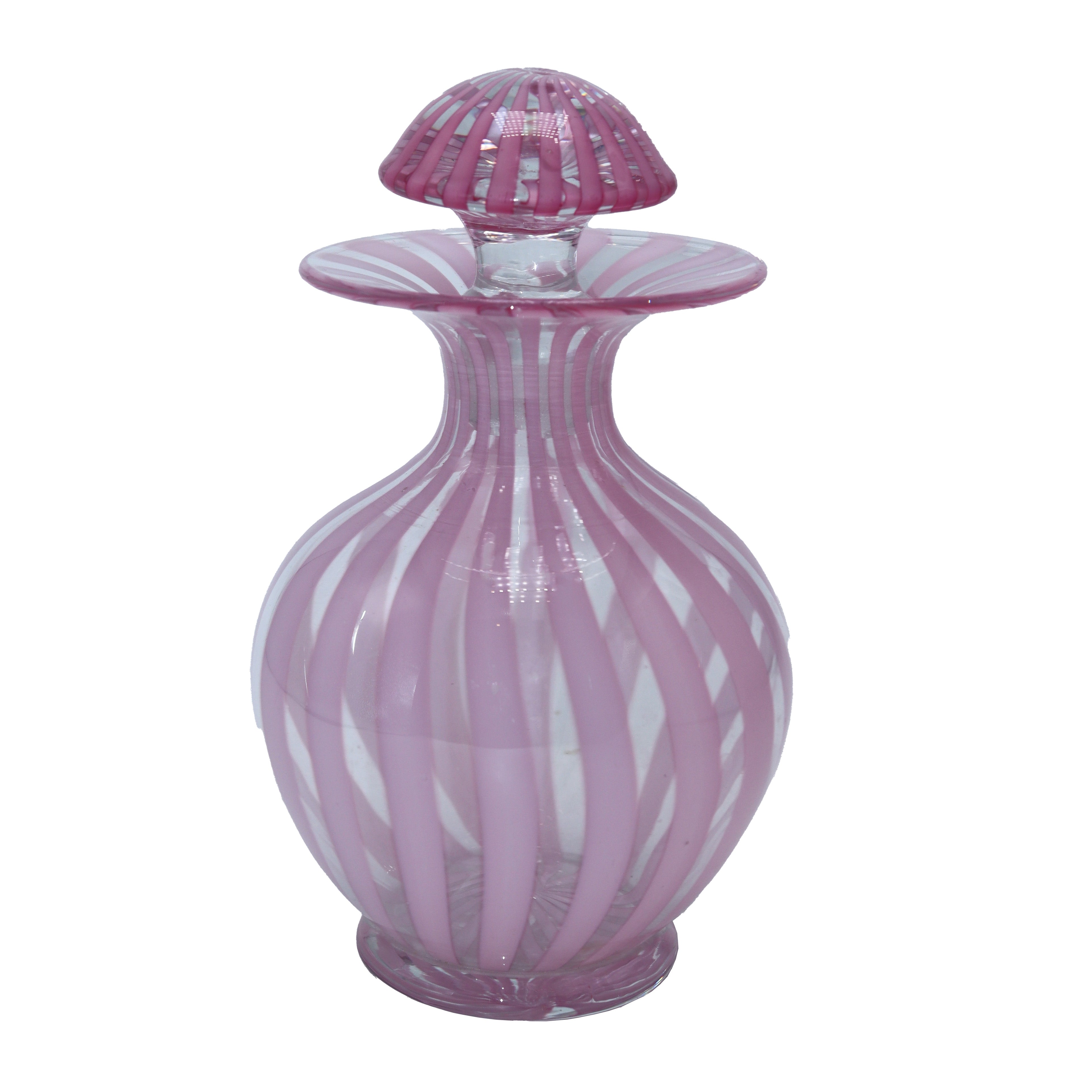 Italian pink Murano glass swirl decanter, c. 1950