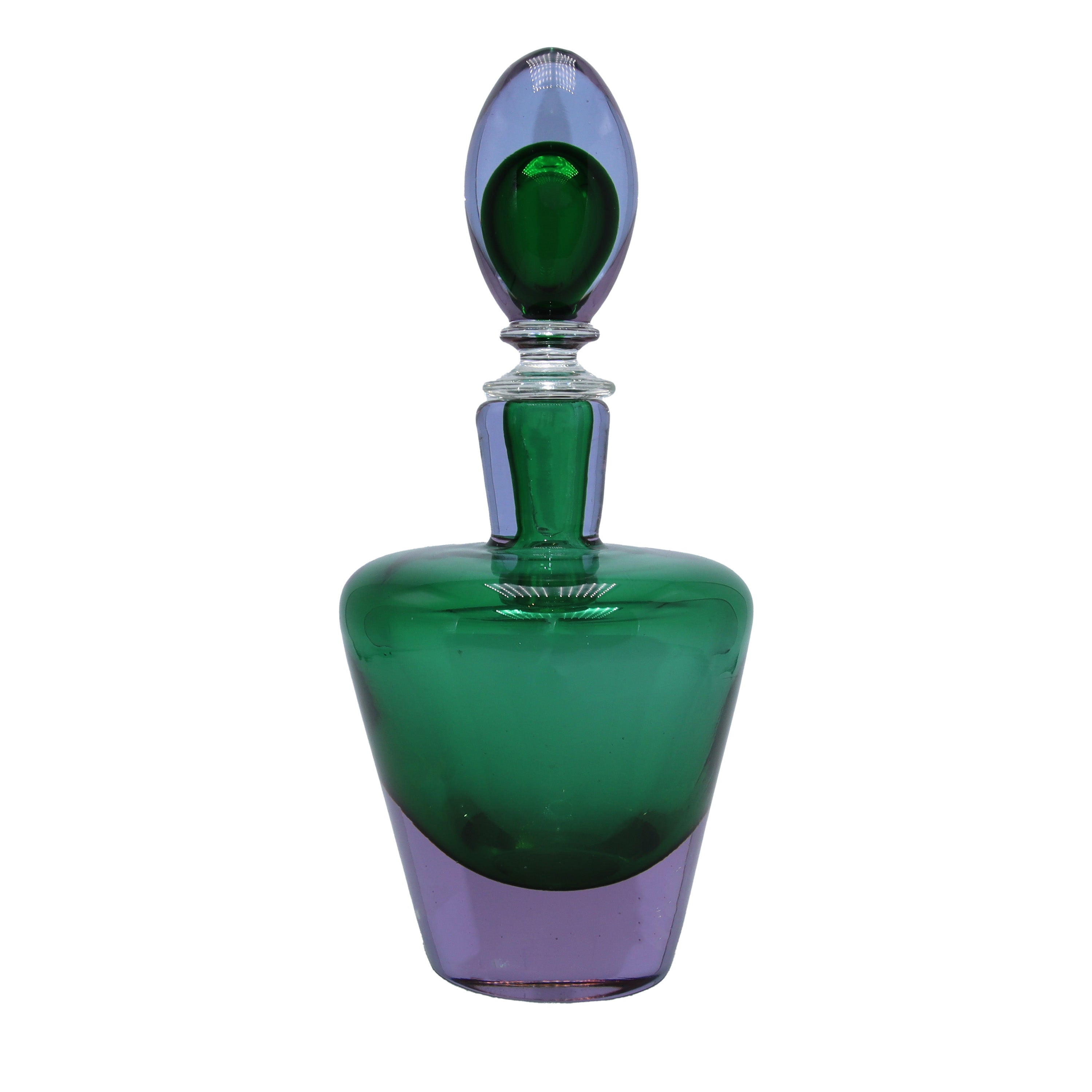 Green and purple Murano Sommerso glass decanter, c. 1950