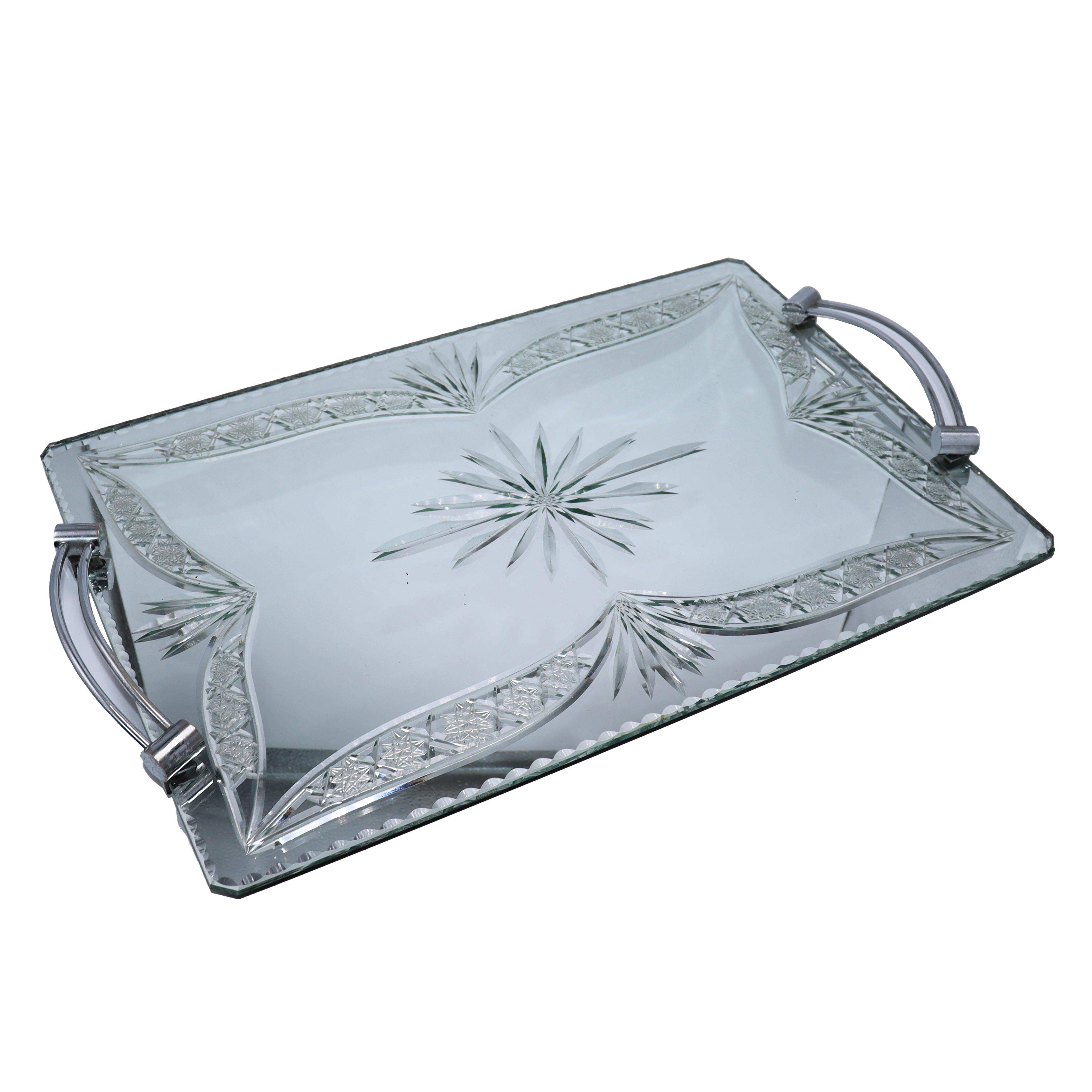 French etched mirrored tray, c. 1930