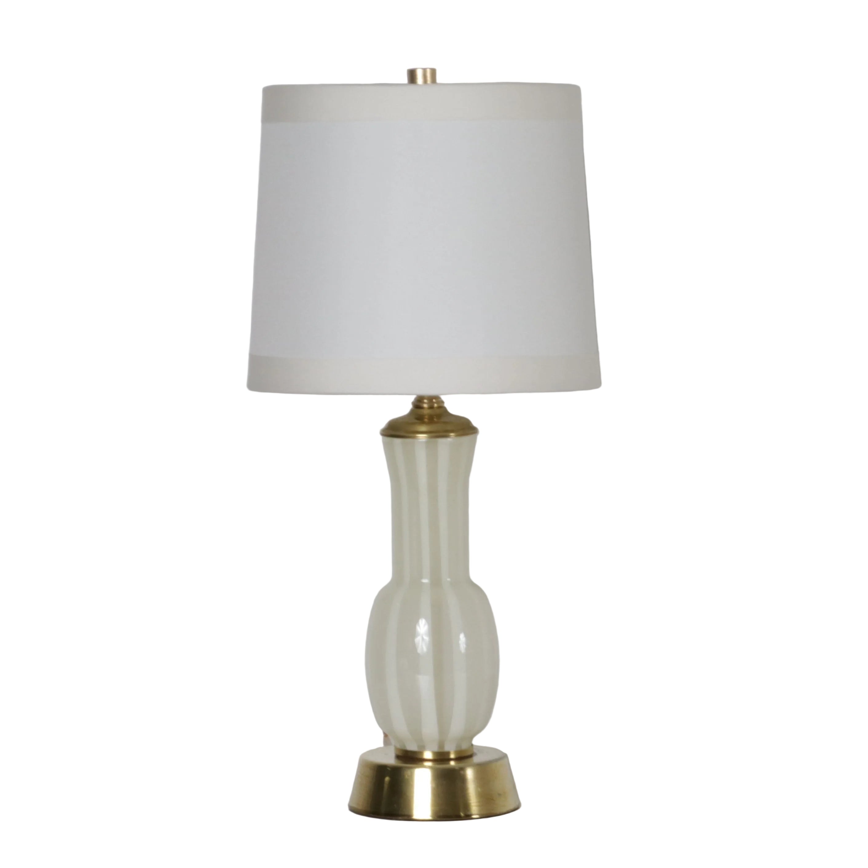Small ivory striped Venetian glass and brass lamp, c. 1960