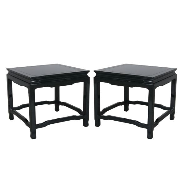 Pair of Black Forrest Green Ming style wood side tables, c. 1960