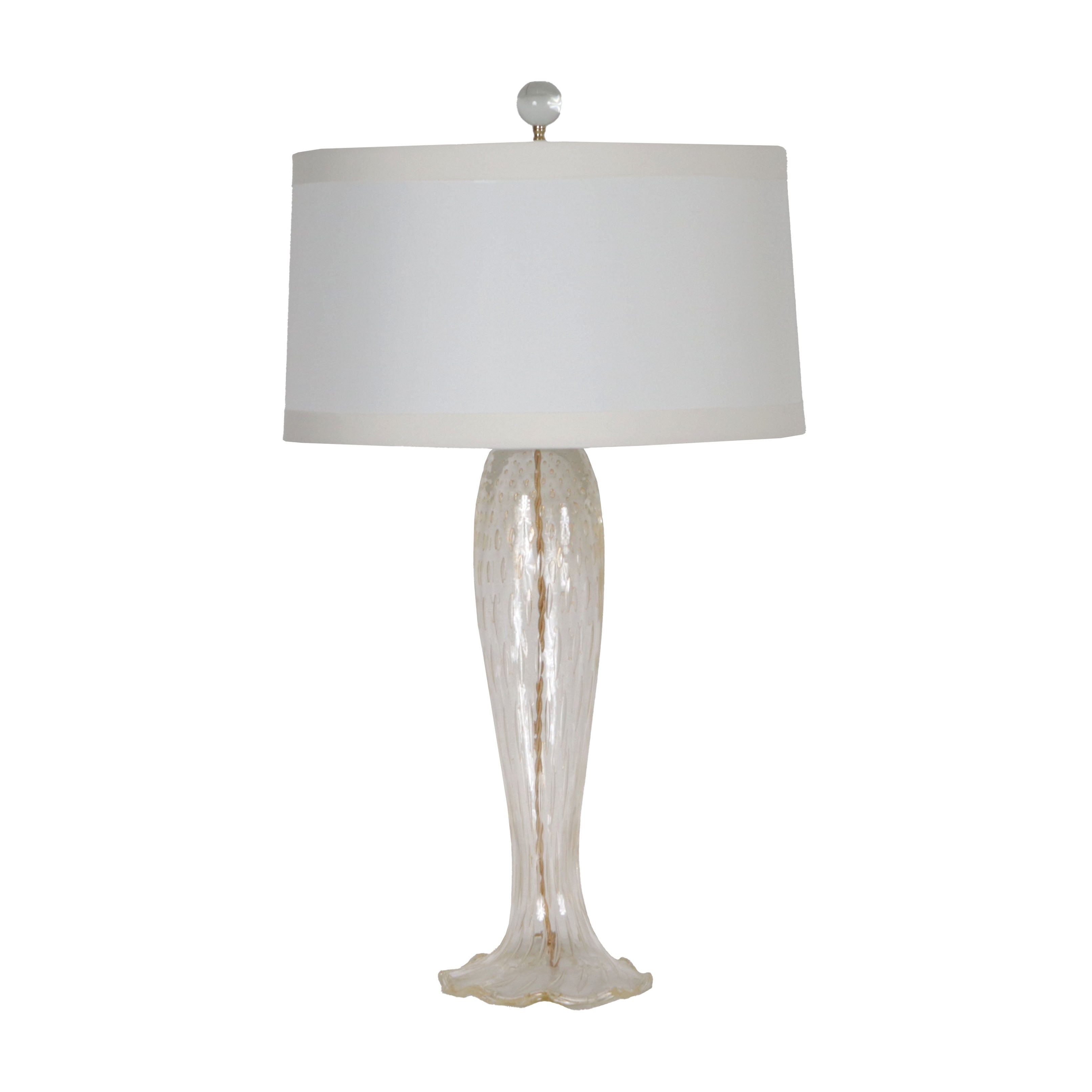 Pair of clear and gold Murano signed lamps by John Hutton, c. 1950
