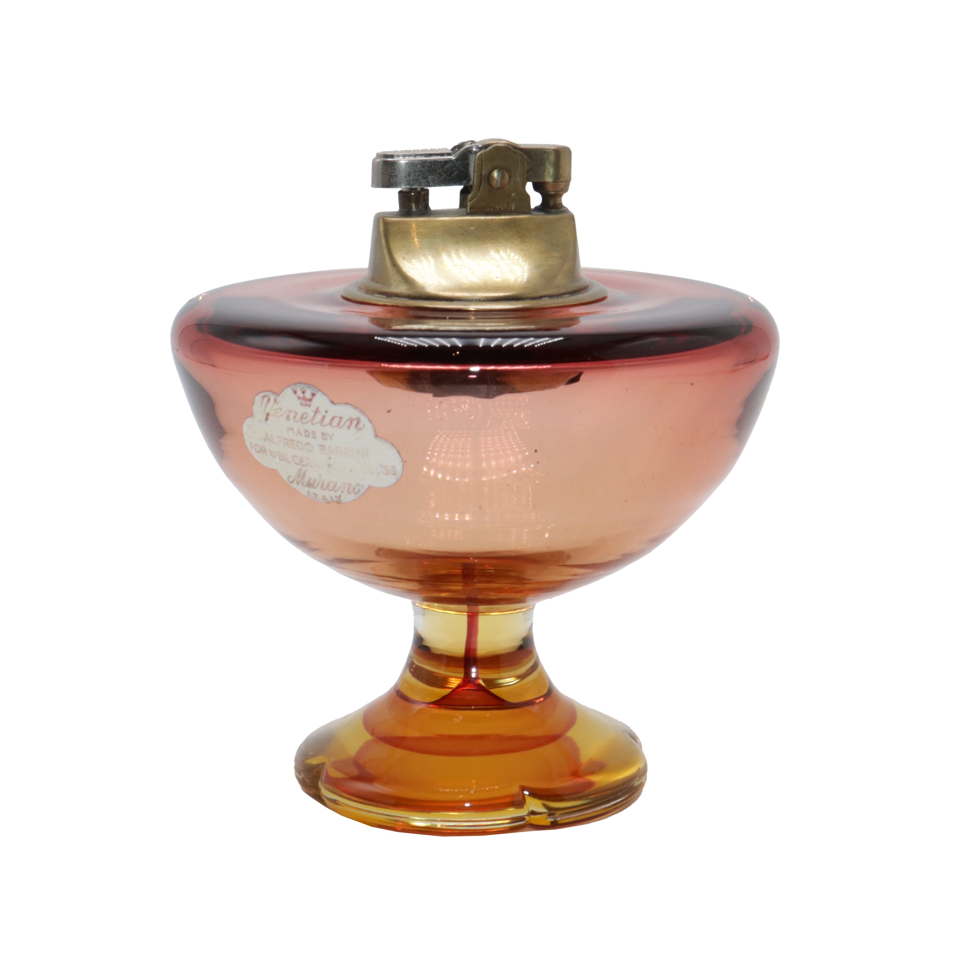 Amber and yellow Murano glass Barbini lighter, c. 1960