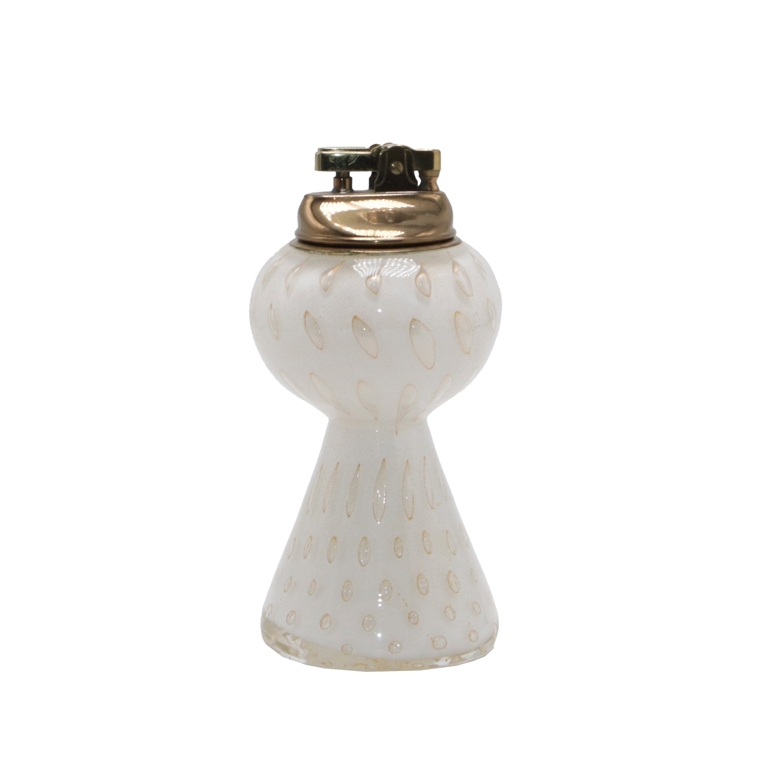 Ivory Murano glass lighter with gold bullicante inclusions, c 1960