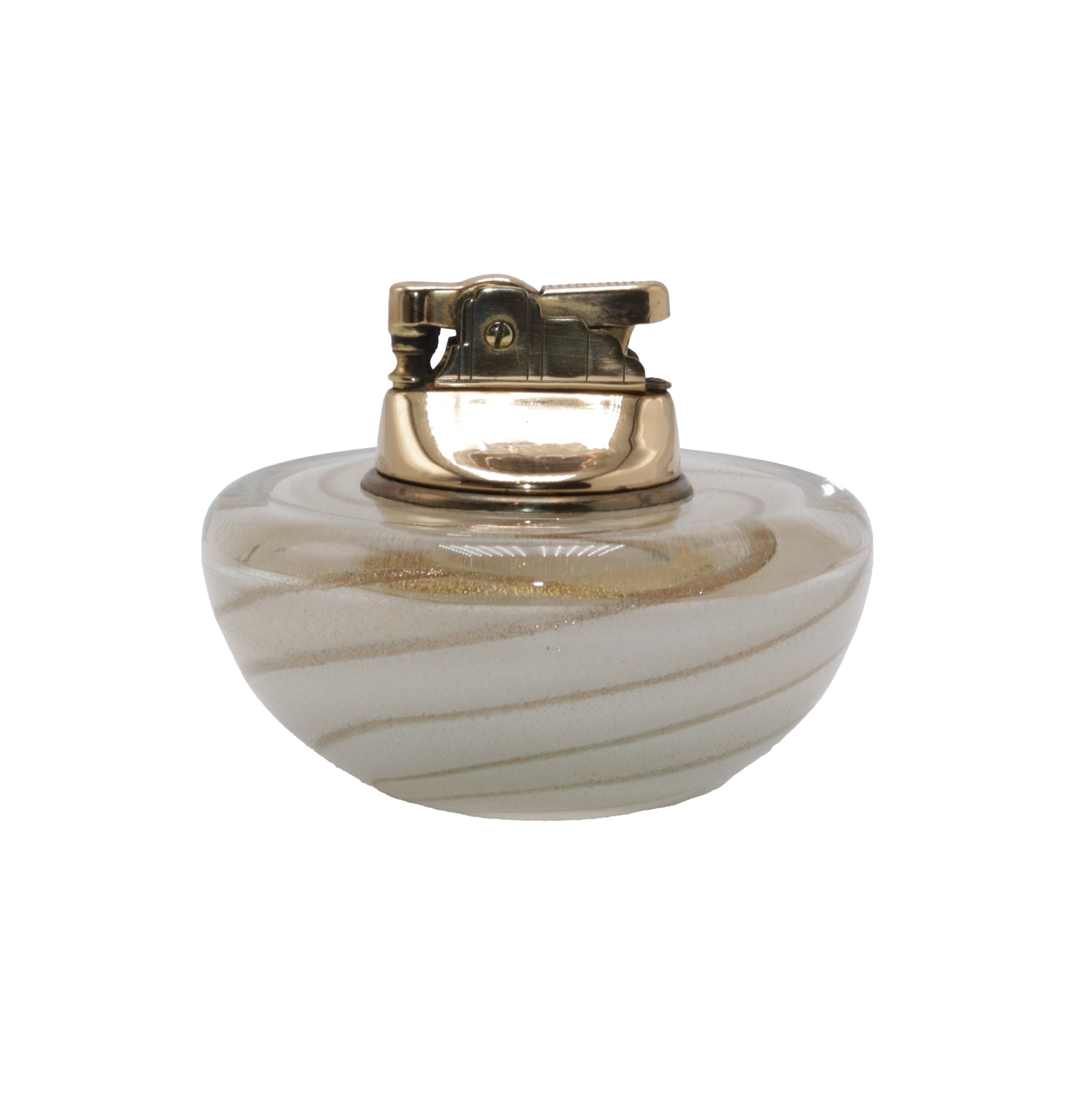 Ivory Murano lighter with gold swirl and flecks, c. 1960