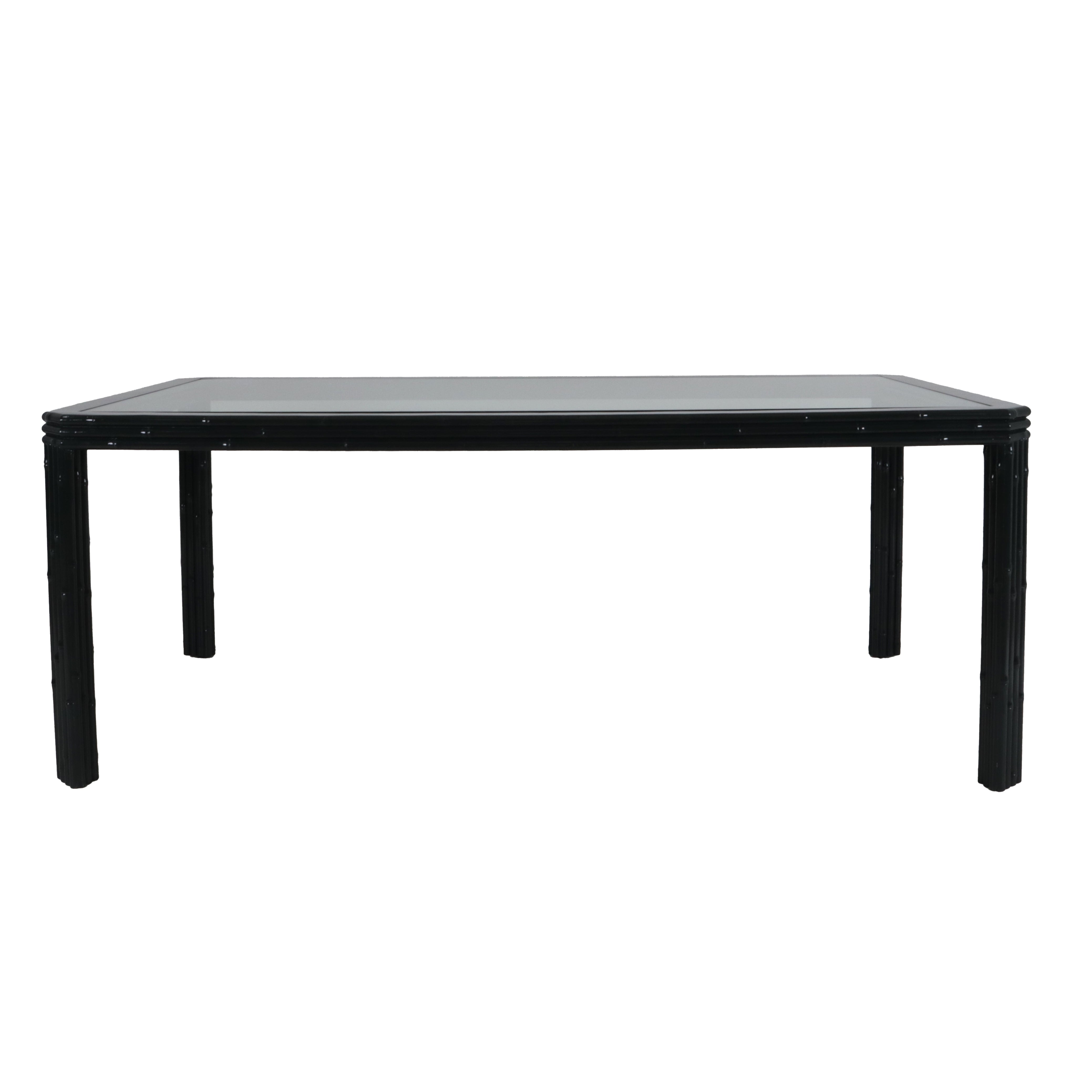 Black Forrest Green faux bamboo dining table, c. 1970