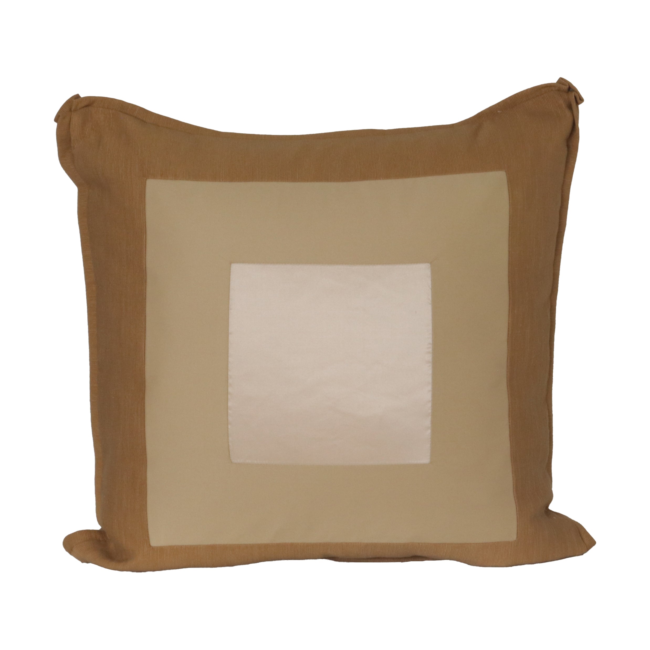 Pair of Tan, Camel, and Champagne Three Square Pillows
