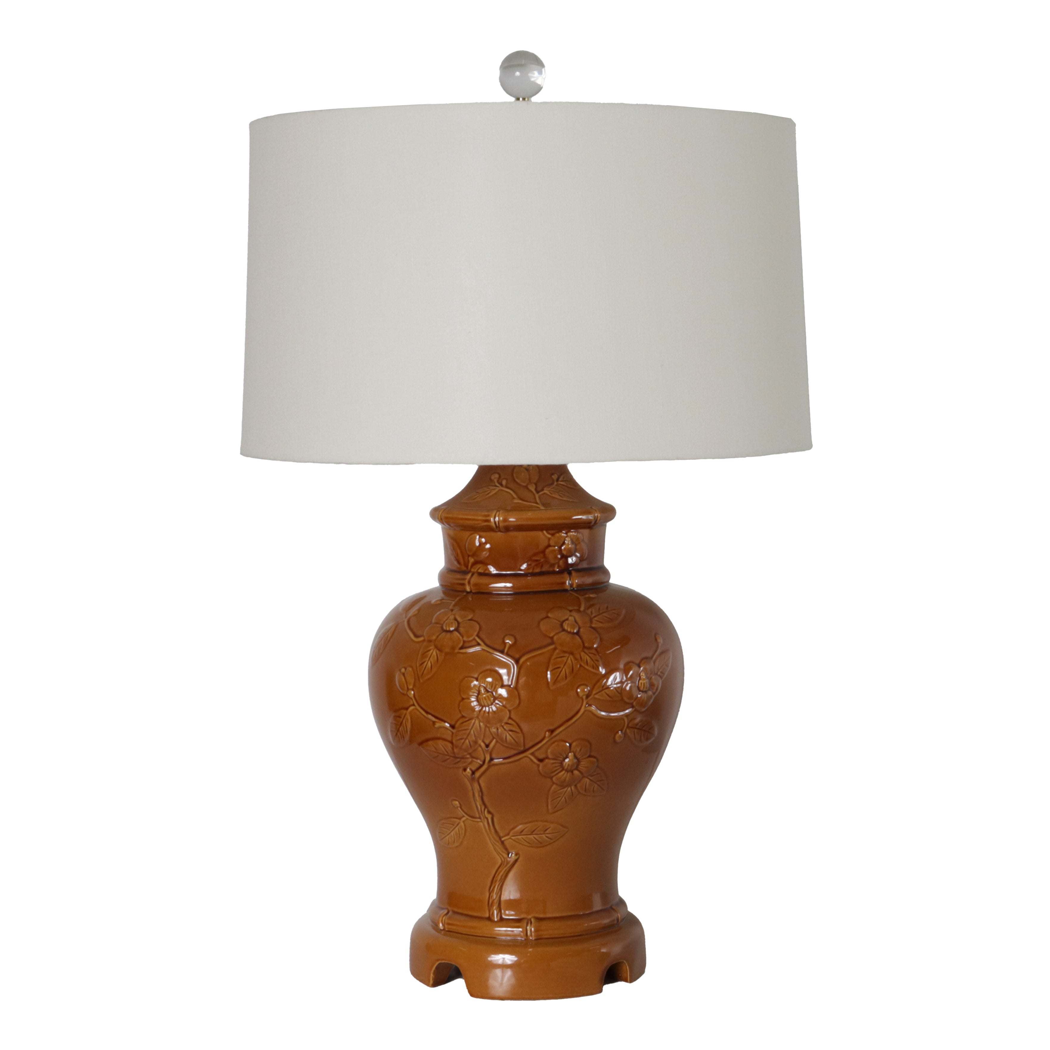 Pair of coral ceramic glazed lamps, c. 1970