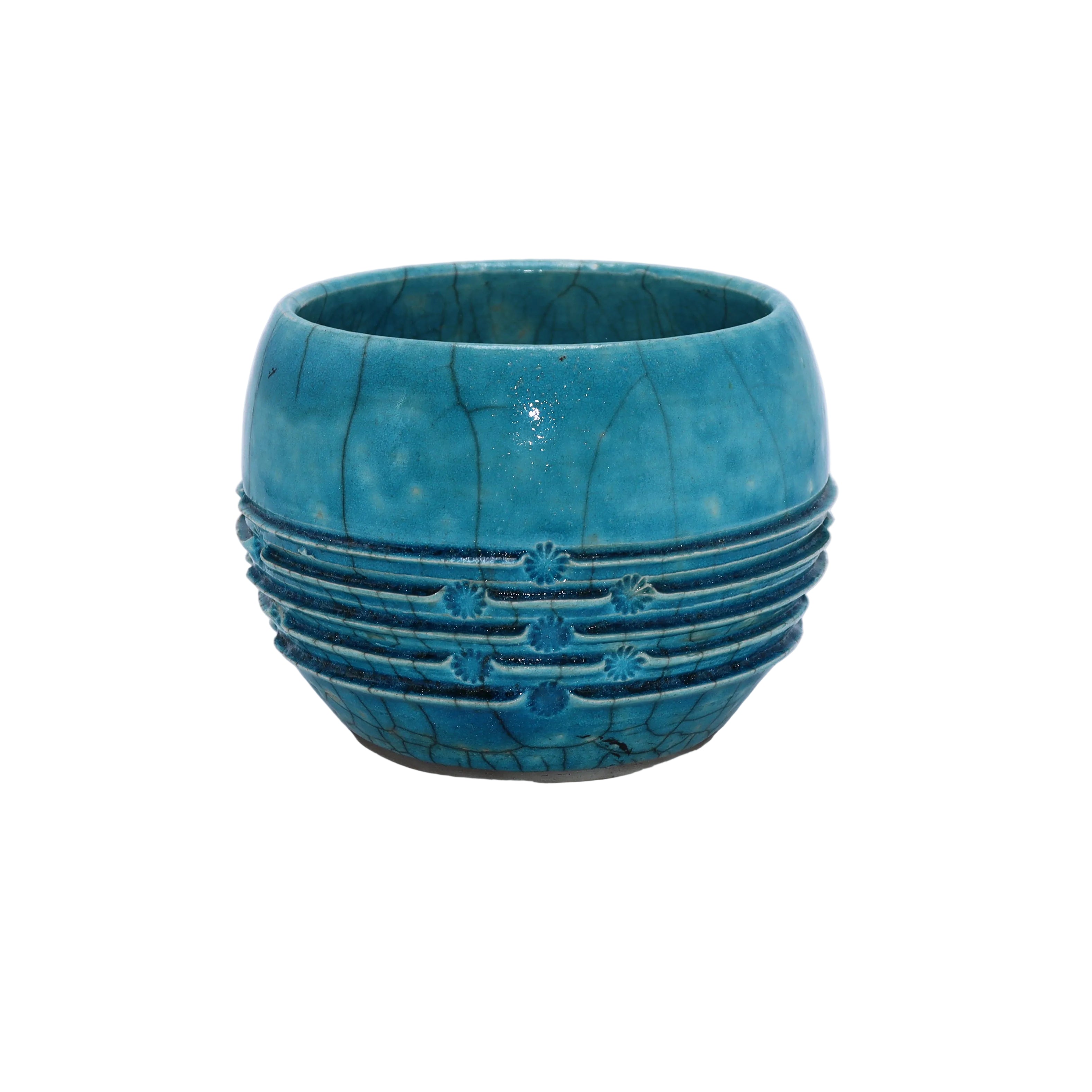 Turquoise Raku porcelain bowl by Ann Alford