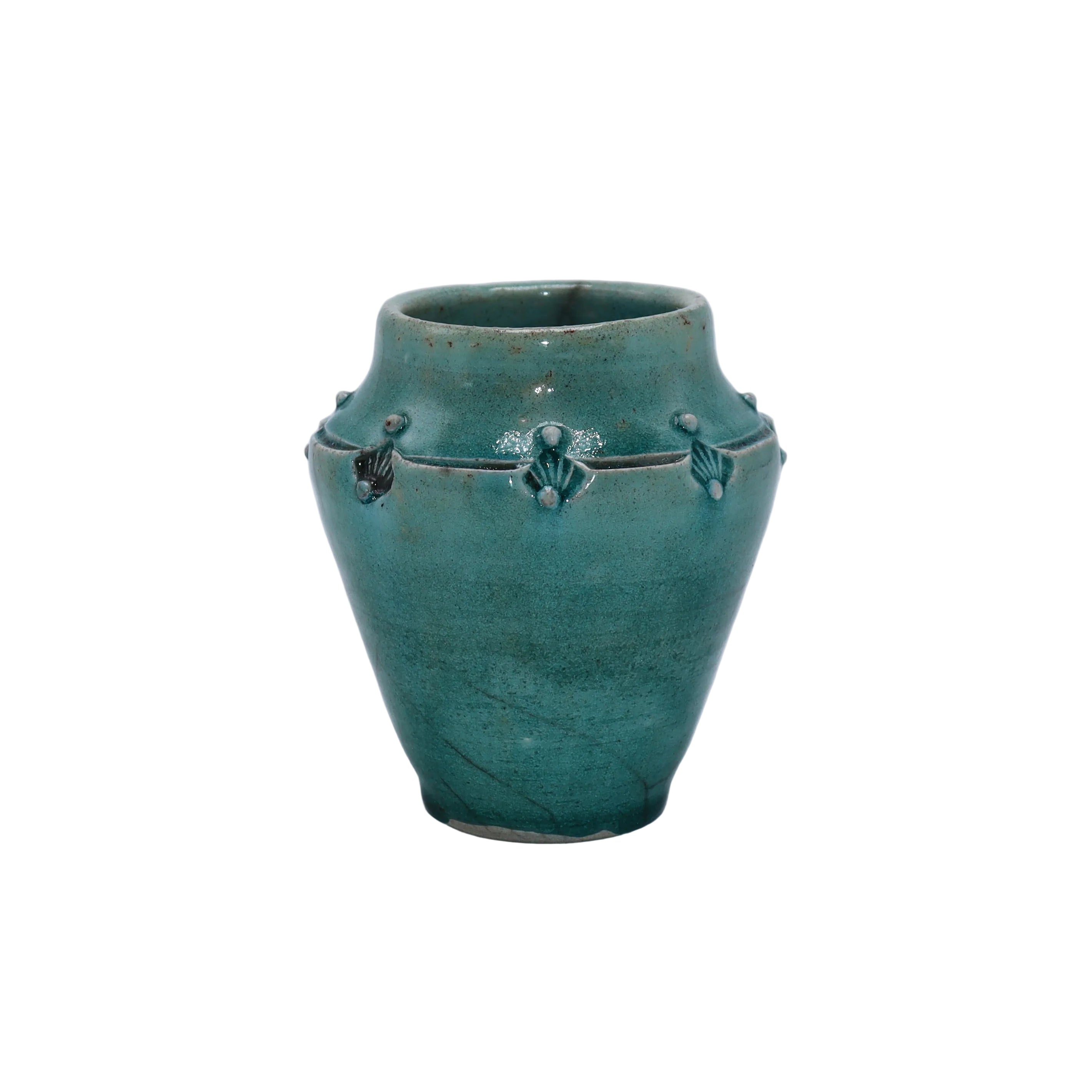 Teal porcelain small vase by Ann Alford
