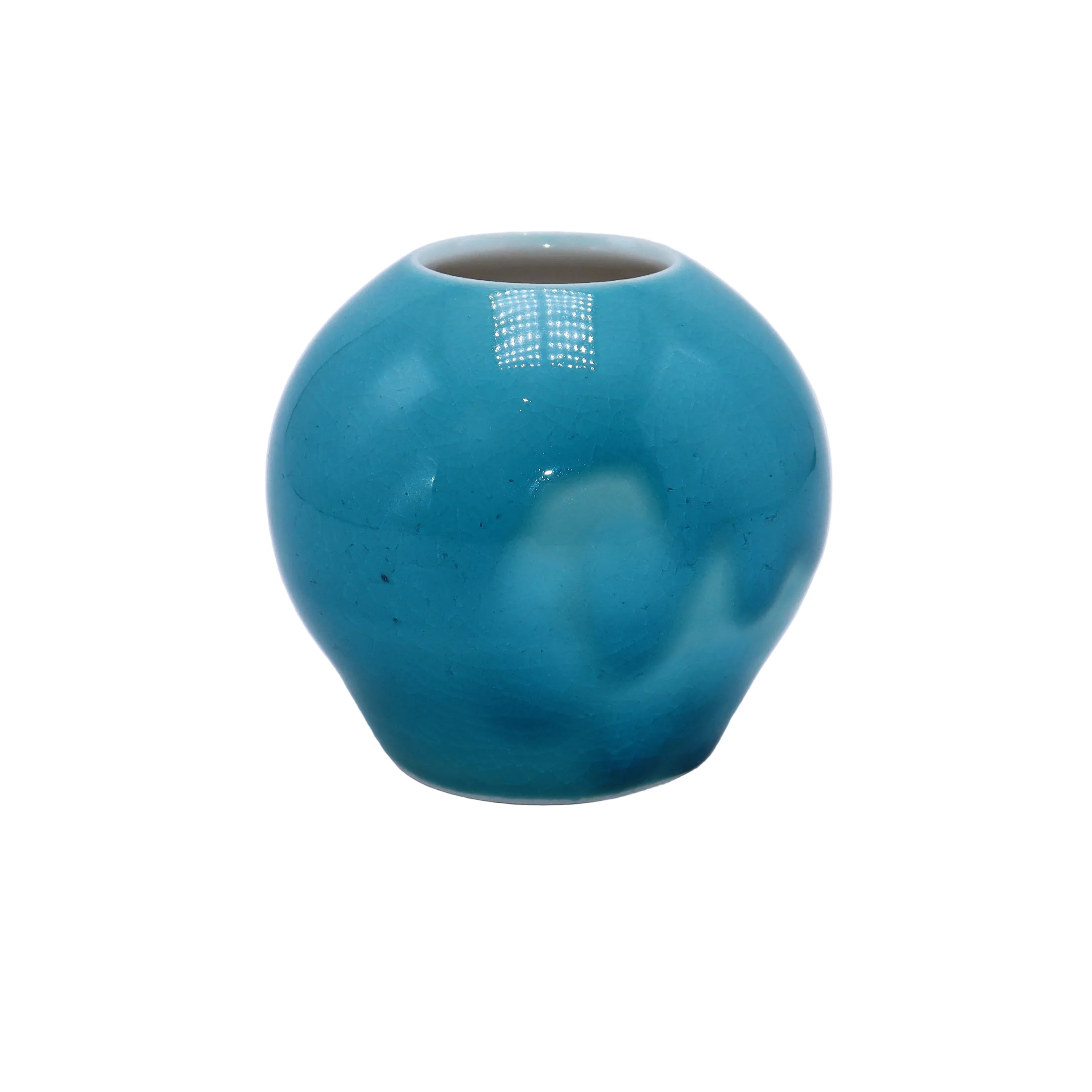 Turquoise smooth porcelain vase by Ann Alford