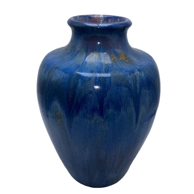 Deep blue glazed ceramic drip vase, c. 1960