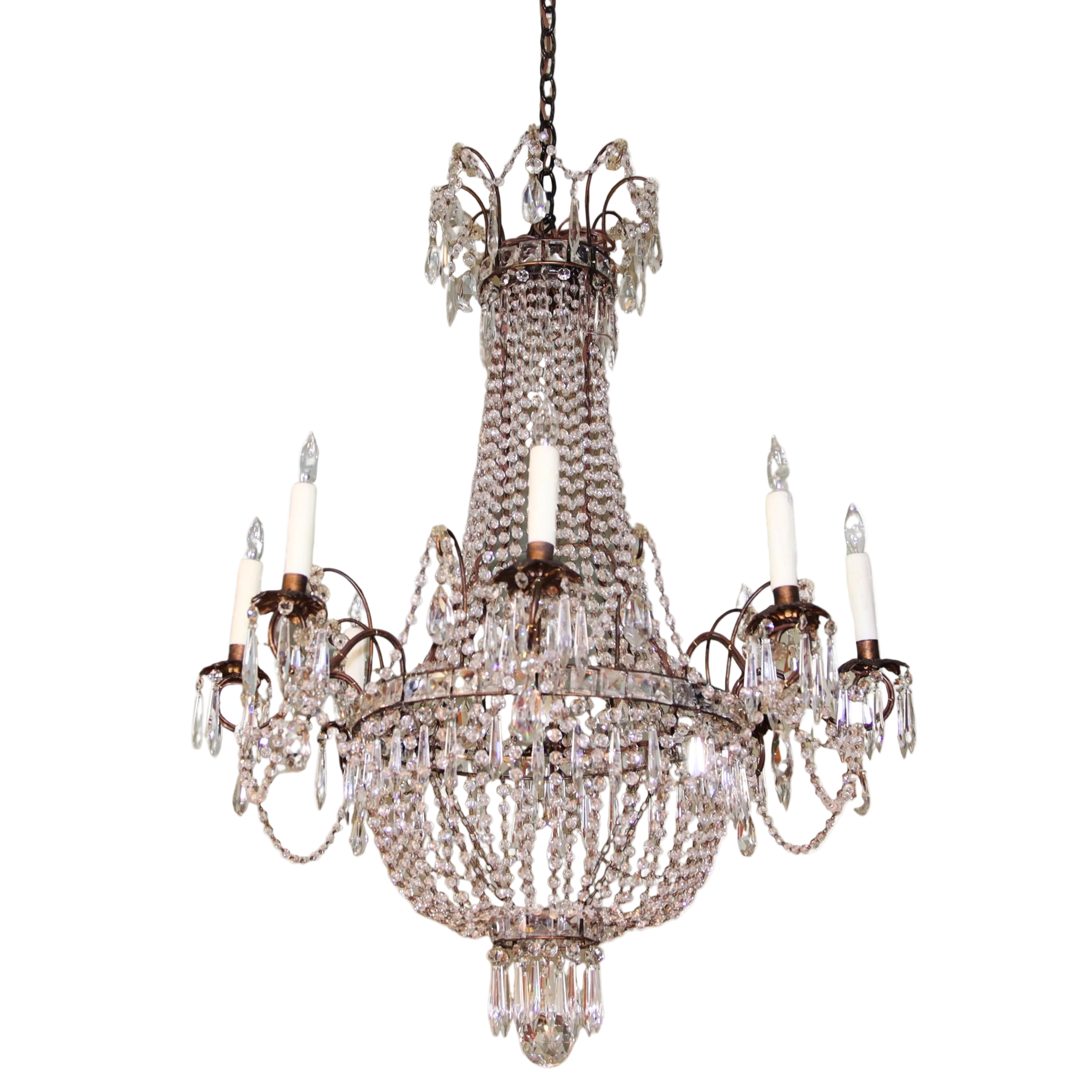 Italian Chandelier with crystals, c. 1950