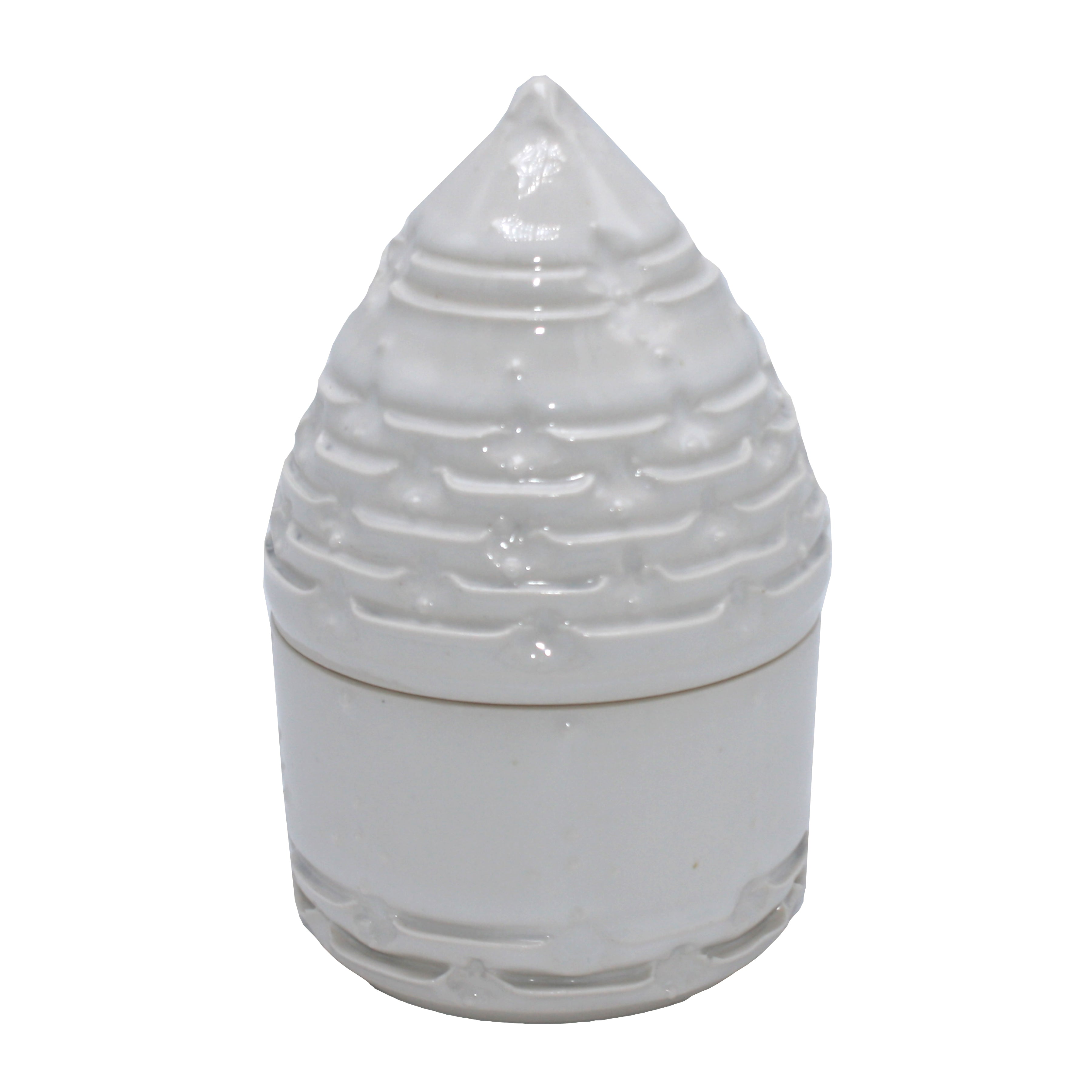White lidded jar
