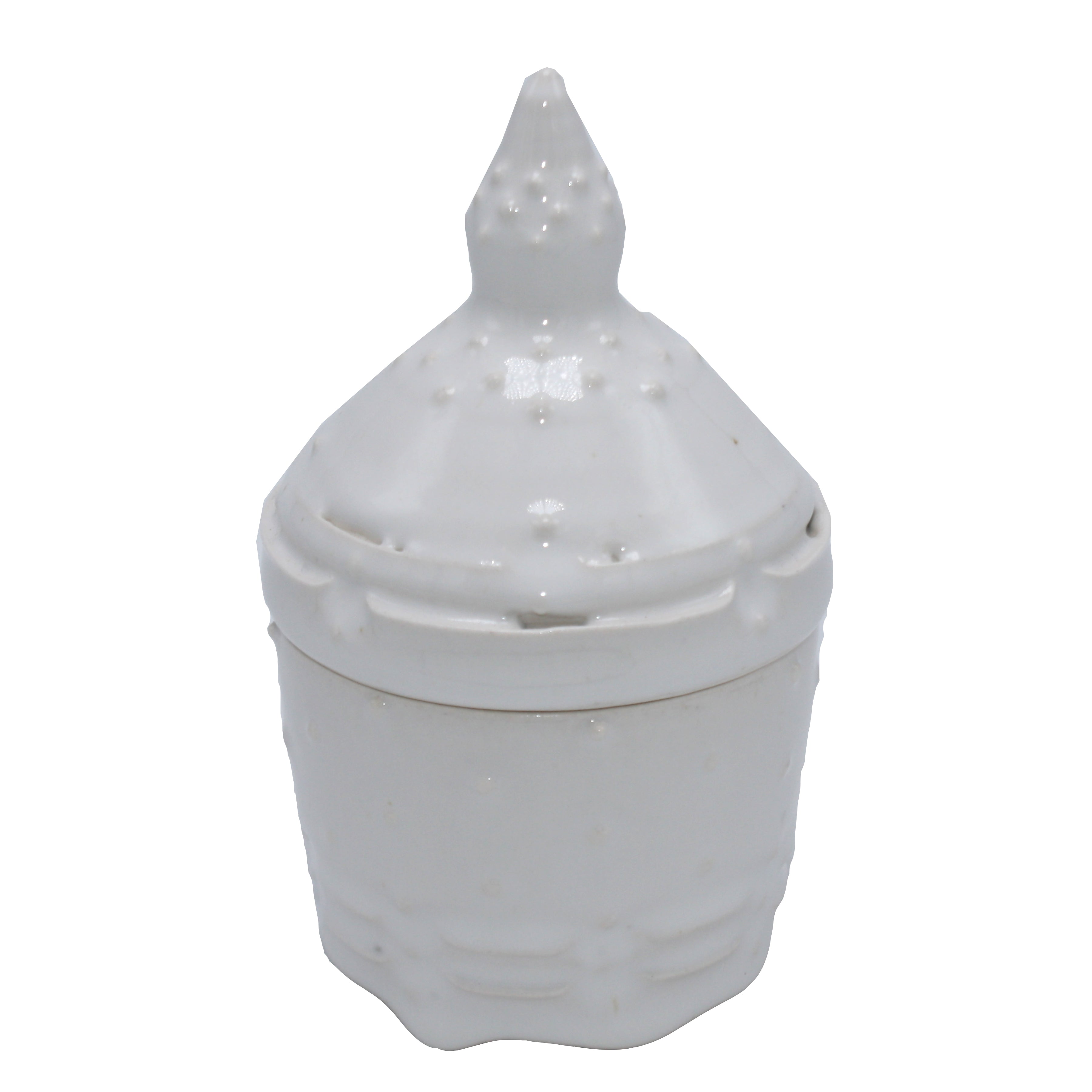 Small white lidded jar